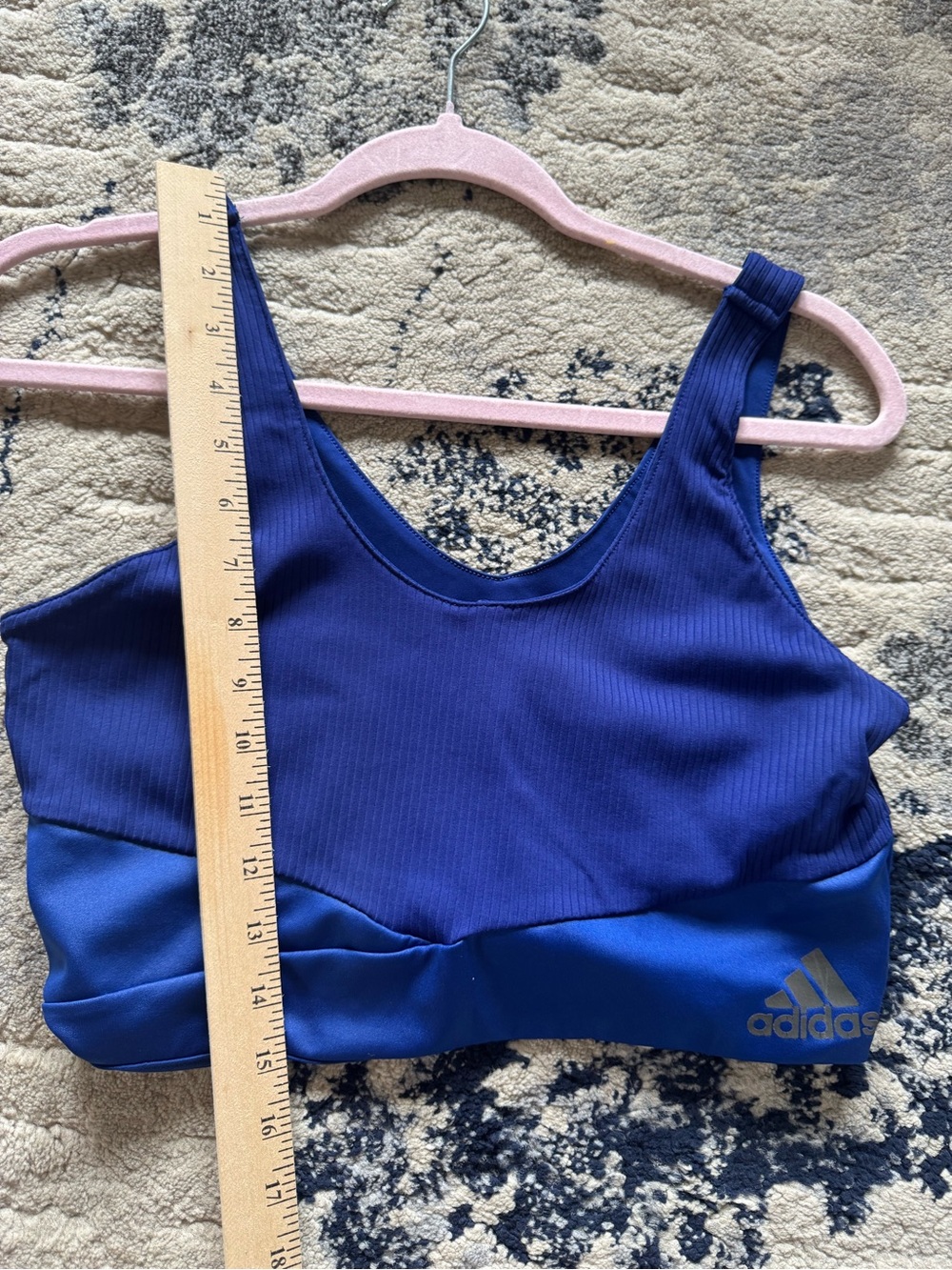 adidas Blue Ribbed Sports Bra - Picture 2 of 5